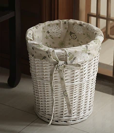 Grand panier rond en osier avec couvercle