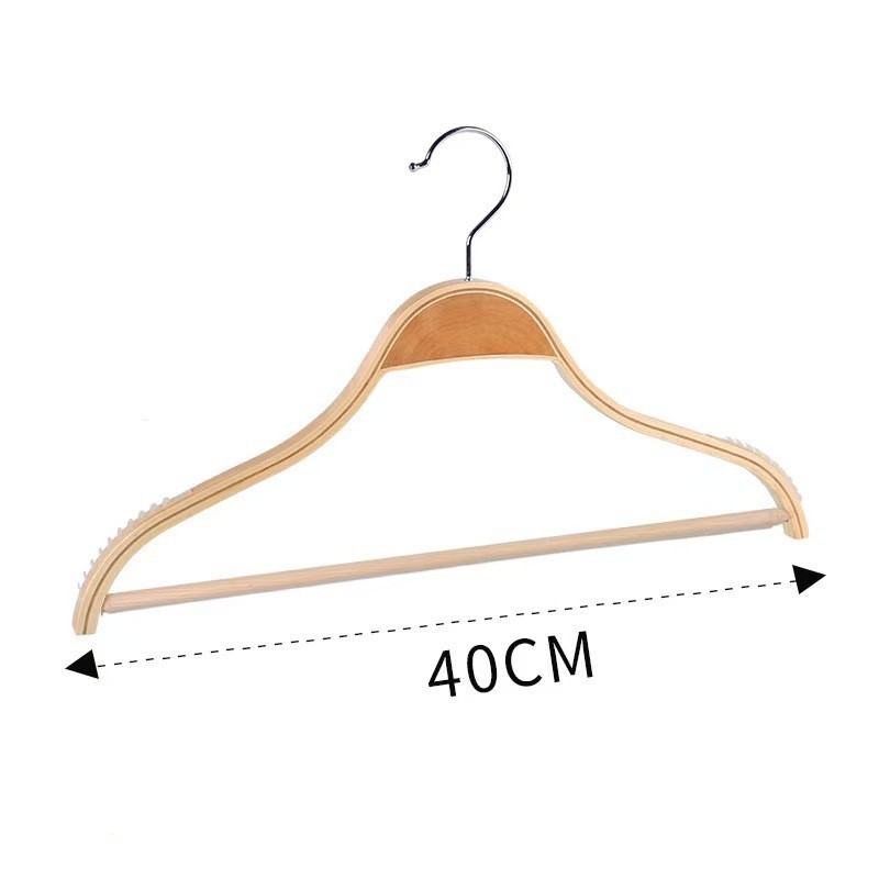 wooden coat hangers with non slip trouser bar laminated wood hanger